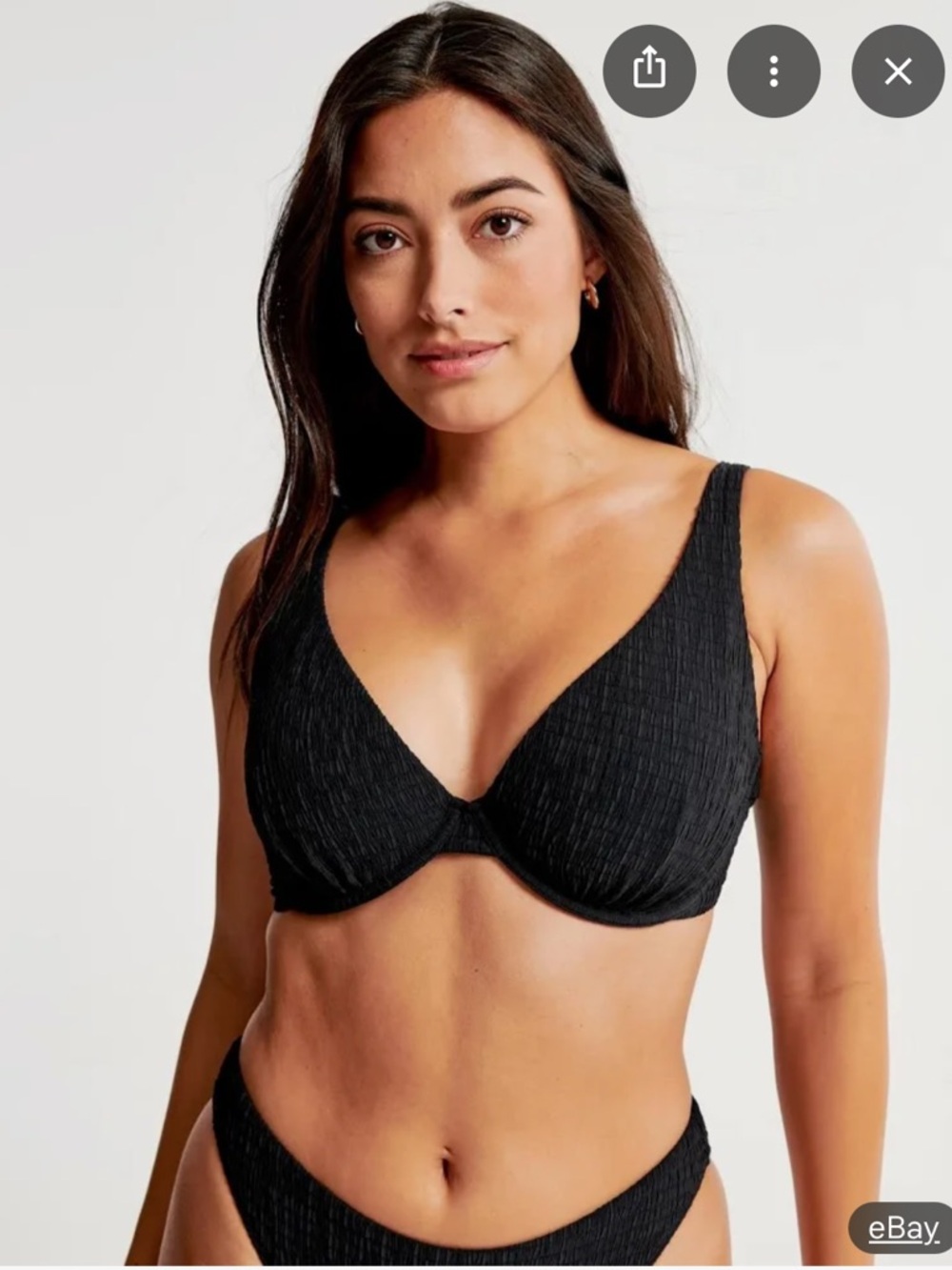 Abercrombie & Fitch Women's Curve Love
High Apex Black Ruched Bikini Size Medium